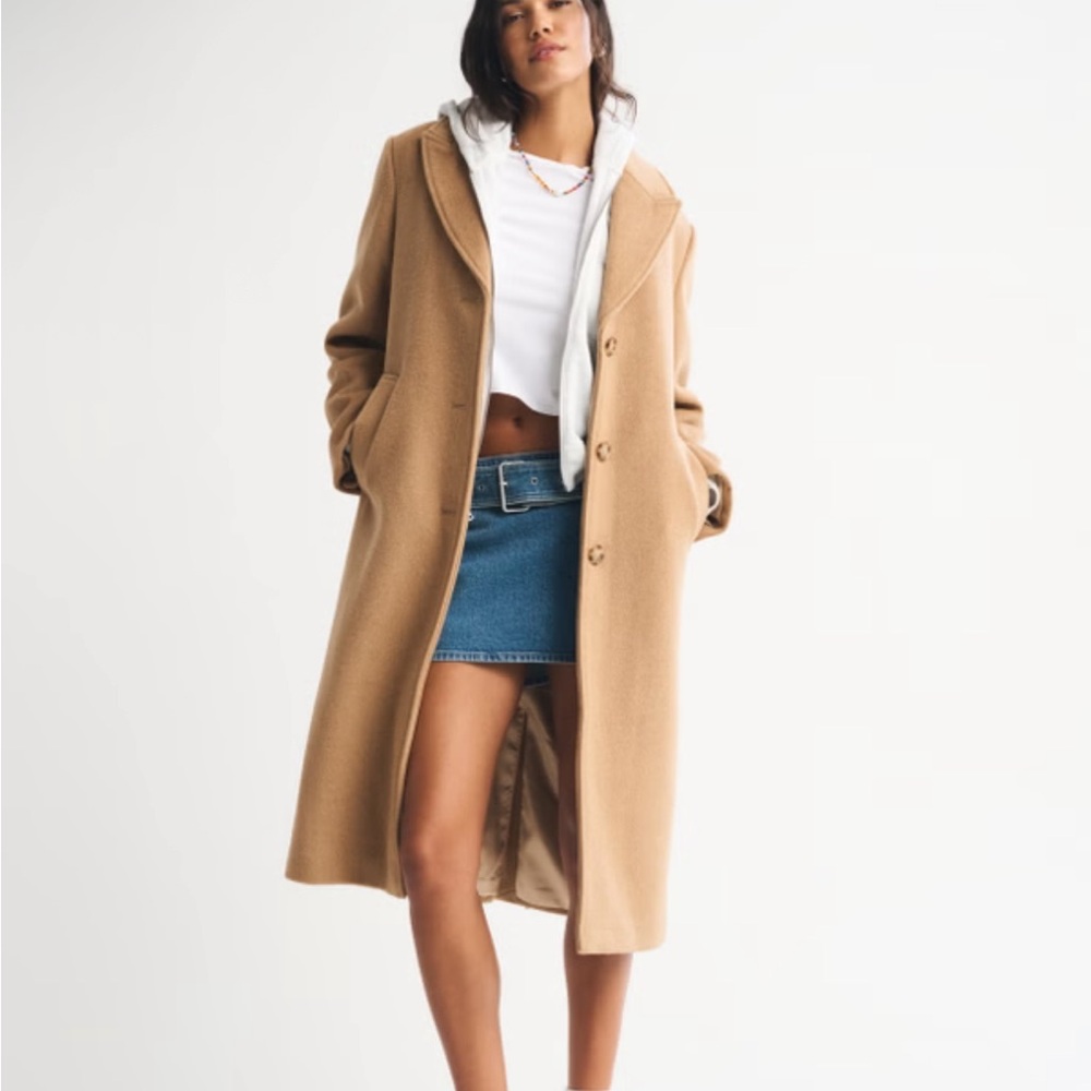 Abercrombie & Fitch Tan Long Dad Coat